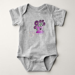 Body Para Bebé Osito Morado Pequeño Con Flores