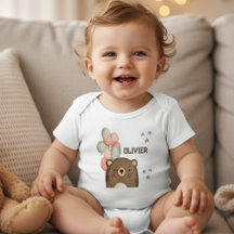 oso acuarela con globos Baby Bodysuit