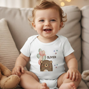 Body Para Bebé oso acuarela con globos Baby Bodysuit