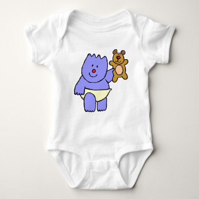 Body Para Bebé Oso Azul Adorable Con Camiseta Para Niños Juguetes (Anverso)