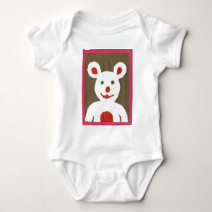 Body Para Bebé Oso blanco con nariz roja, boca y oidos (Santa)