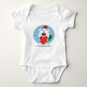 Body Para Bebé Oso blanco Santa con corazón