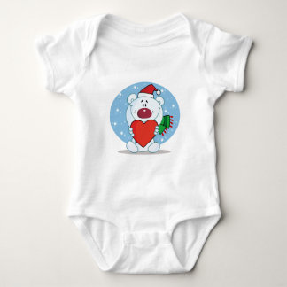 Body Para Bebé Oso blanco Santa con corazón