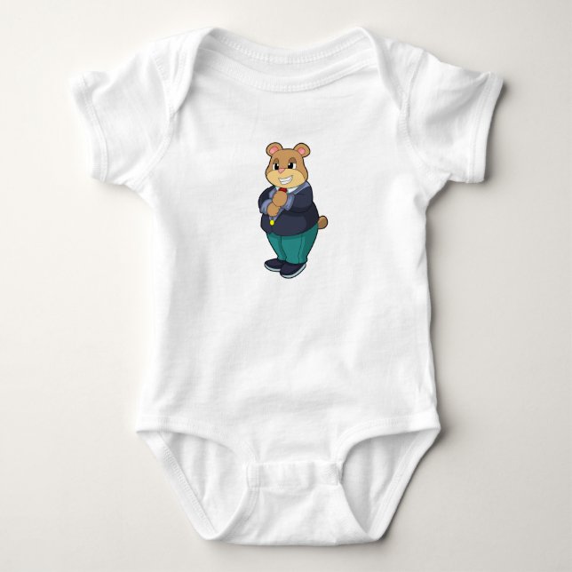 Body Para Bebé Oso como novio con traje (Anverso)