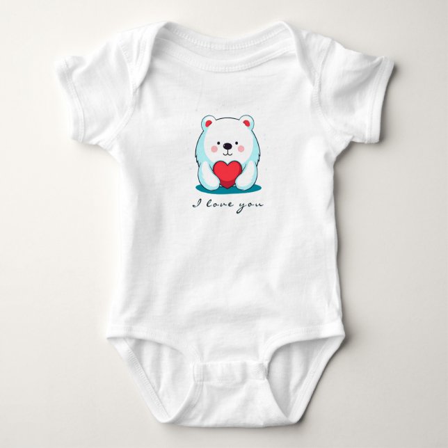 Body Para Bebé Oso con corazón, personalizado (Anverso)