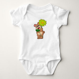 Body Para Bebé Oso con flor amarillo