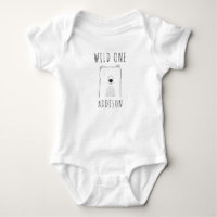 Oso Cute Wild One Primer Cumpleaños Negro Blanco