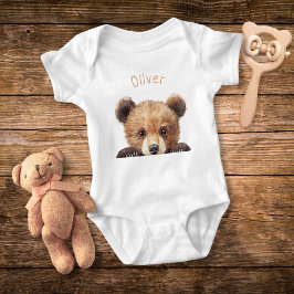 Body Para Bebé Oso de bebé personalizado en acuarela linda