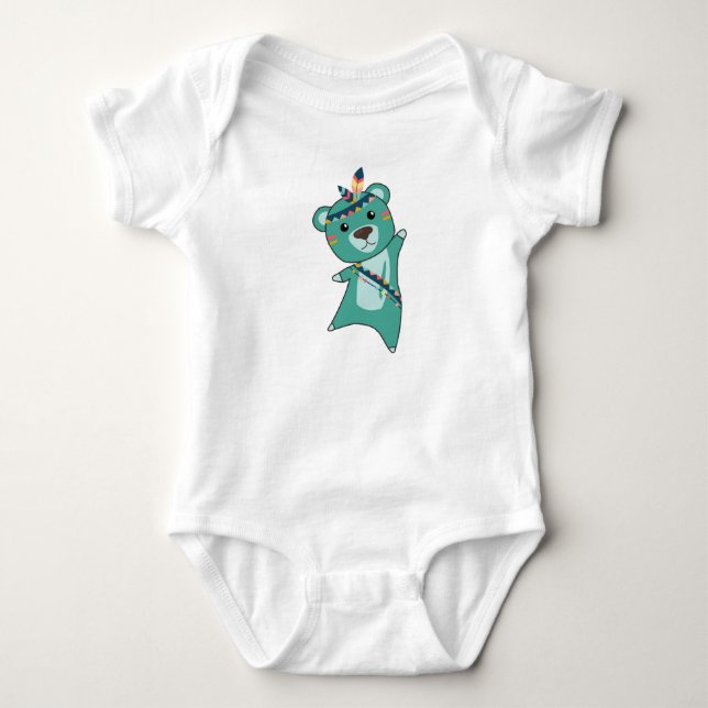 Body Para Bebé Oso de Carnaval Turquesa Indio Teddy Pluma (Anverso)