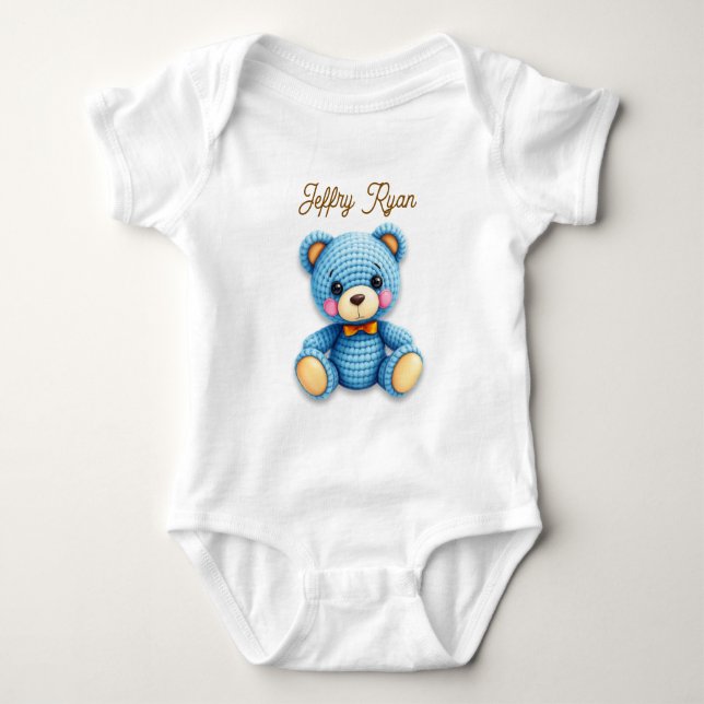 Body Para Bebé Oso de ganchillo personalizado lindo  (Anverso)