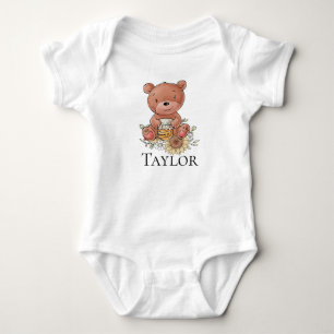 Body Para Bebé Oso de miel pequeña con nombre personalizado