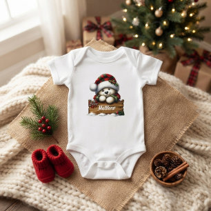 Body Para Bebé Oso de Navidad Adorable con Nombre