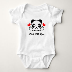 Body Para Bebé Oso De Panda Cuto " Hecho Con Amor "