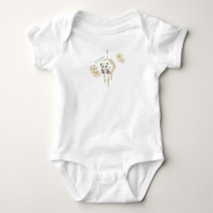 Body Para Bebé Oso de Panda lindo con nombre floral de giratoria