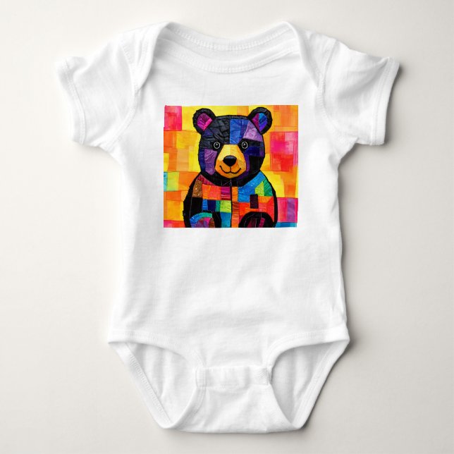Body Para Bebé Oso de patchwork (Anverso)