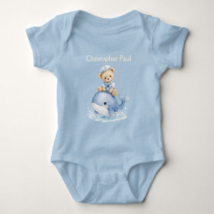 Body Para Bebé Oso de peluche azul en la fiesta de shower de bebé
