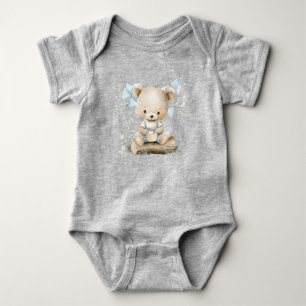 Body Para Bebé oso de peluche azul lindo con globos