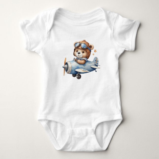 Body Para Bebé Oso de peluche con helicóptero (Anverso)