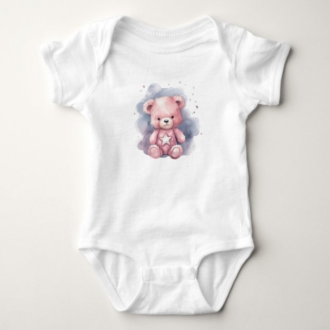 Body Para Bebé Oso de peluche de vientre estrellado (Anverso)