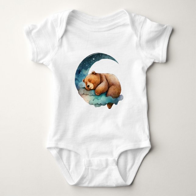 Body Para Bebé Oso de peluche durmiendo en la luna creciente (Anverso)