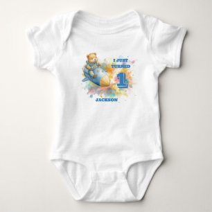 Body Para Bebé Oso de peluche en un cohete - Camiseta de cumpleañ