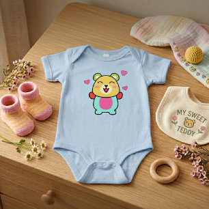 Body Para Bebé Oso de peluche Kawaii sonriente con corazones de a