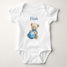 Oso de peluche lindo con bola azul