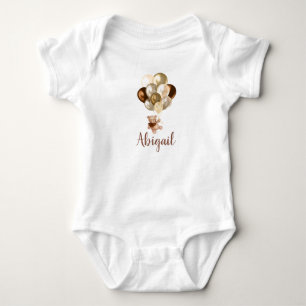 Body Para Bebé Oso de peluche marrón y globos dorados