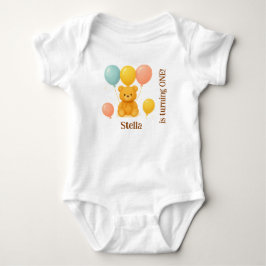 Body Para Bebé Oso de peluche personalizado Cumpleaños número uno