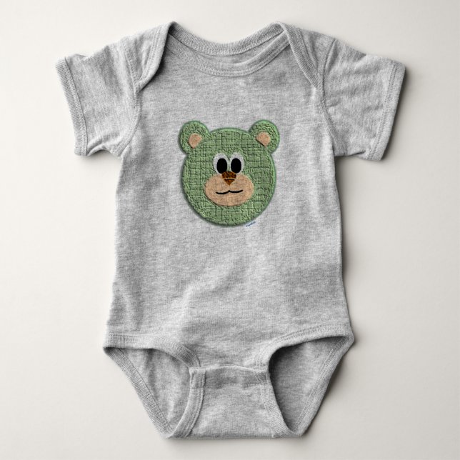 Body Para Bebé Oso de peluche verde texturizado (Anverso)