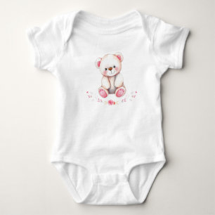 Body Para Bebé Oso de peluche y flores para un chica