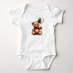 Body Para Bebé oso de peluche y globo con la bandera argelina.