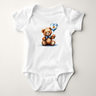 Body Para Bebé oso de peluche y globo con la bandera argentina.