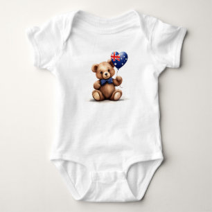 Body Para Bebé oso de peluche y globo con la bandera australiana.
