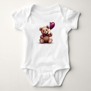 Body Para Bebé oso de peluche y globo con la bandera catarí.