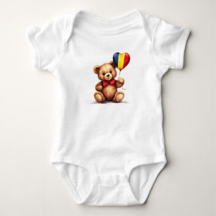 Body Para Bebé oso de peluche y globo con la bandera chadiana.