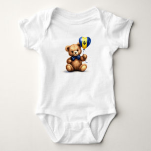Body Para Bebé oso de peluche y globo con la bandera de Barbados.