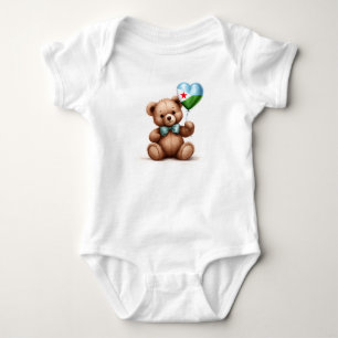 Body Para Bebé oso de peluche y globo con la bandera de Djibouti.