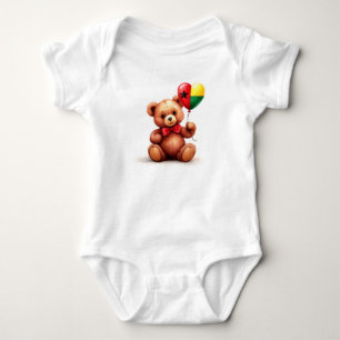 Body Para Bebé oso de peluche y globo con la bandera de Guinea-Bi