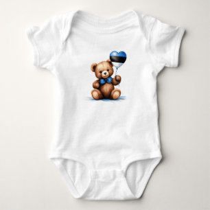 Body Para Bebé oso de peluche y globo con la bandera estonia.