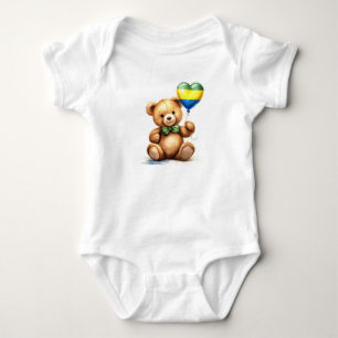 Body Para Bebé oso de peluche y globo con la bandera gabonesa.