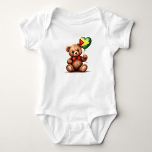 Body Para Bebé oso de peluche y globo con la bandera guyanesa.