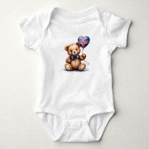 Body Para Bebé oso de peluche y globo con la bandera islandesa.