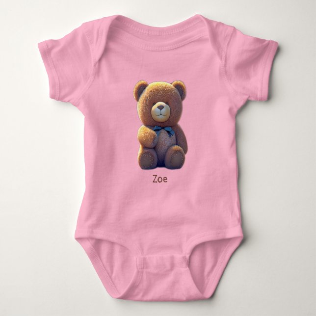 Body Para Bebé Oso de Teddy en un prado (Anverso)