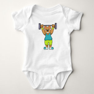 Body Para Bebé Oso en Bodybuilding con Barbell