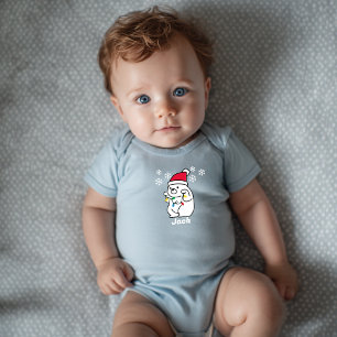Body Para Bebé Oso Gordo, Copos de Nieve,Luces de Navidad,Persona