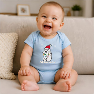 Body Para Bebé Oso Gordo Invierno, Oso Blanco Sombrero de Santa, 