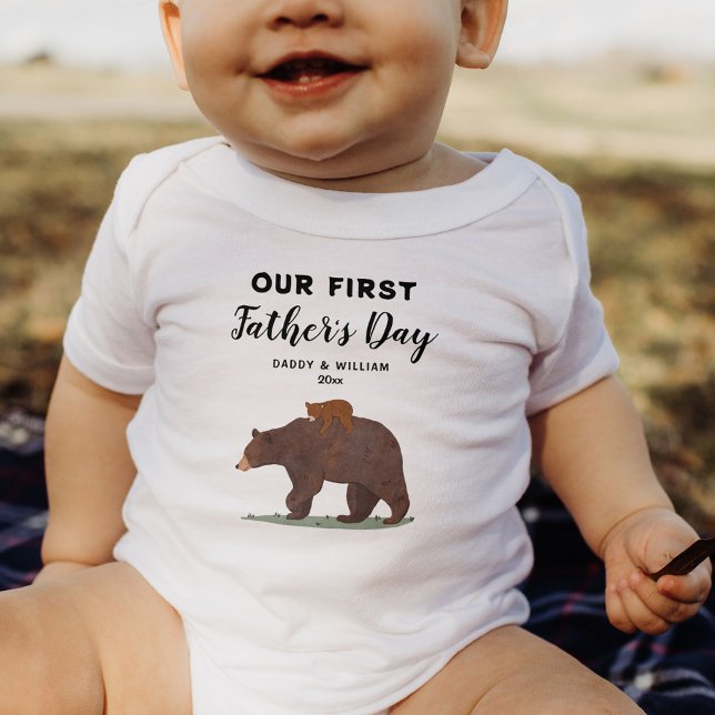 Body Para Bebé Oso lindo 1.ᵉʳ día del padre personalizado (Subido por el creador)