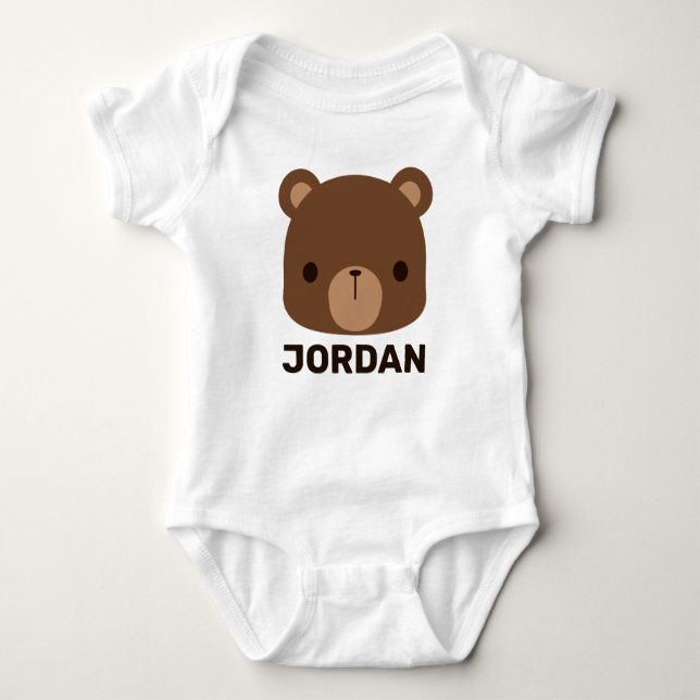 Body Para Bebé Oso marrón lindo con nombre personalizado (Anverso)