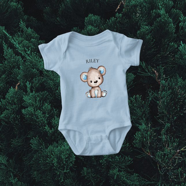 Body Para Bebé Oso marrón lindo monogramado (Subido por el creador)